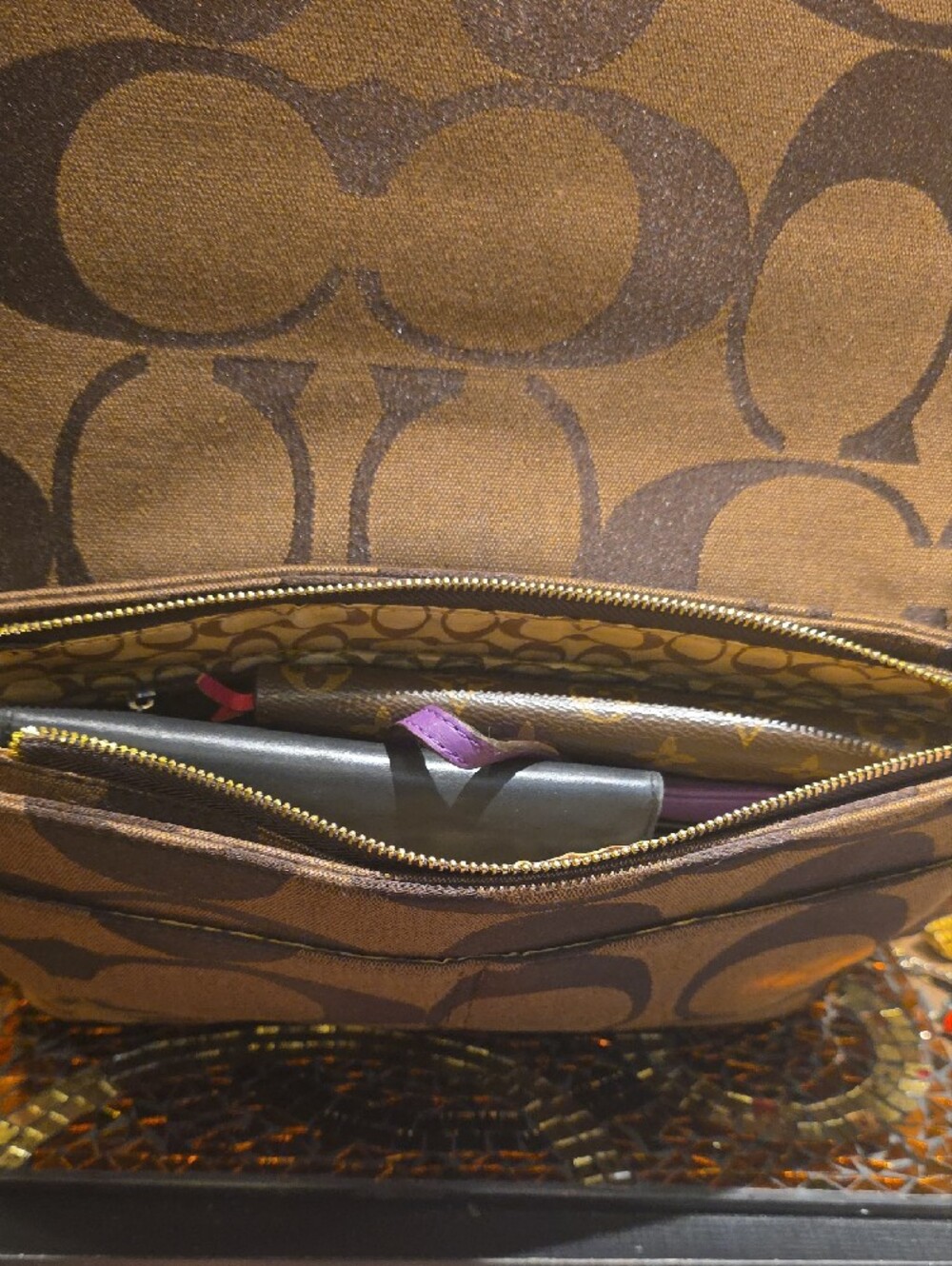 Coach Brown Signature Canvas Crossbody Bag - Picture 6 of 16